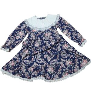 Vintage Dance And Prance 80s Floral‎ Lace Toddler Dress Size 5 Easter Spring